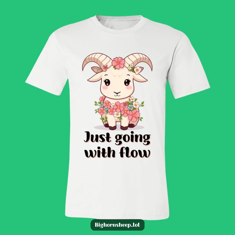 Funny Bighorn Sheep Floral Tee: Comical Shirt for Peaceful Vibes