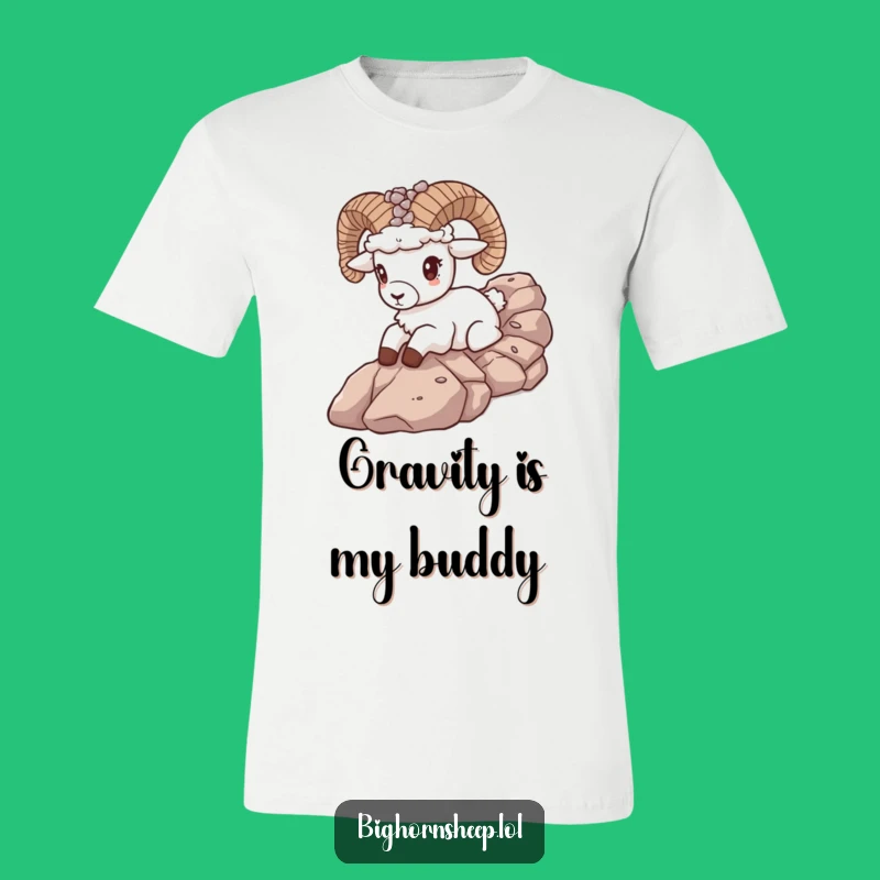 Funny Bighorn Sheep Pebble Crown T-Shirt - Hilarious Rocky Slope Adventure Tee