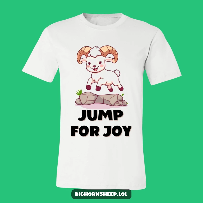 Funny Joyful Bighorn Sheep T-Shirt - Leaping Over Gaps Design
