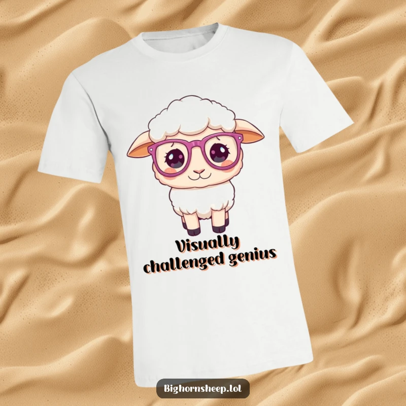 Funny T-Shirt: A sheep sporting oversized, sparkly glasses, with a hilariously confused expression.