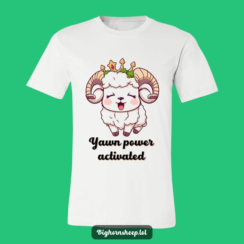 Funny Sleepy Bighorn Sheep Moss Crown T-Shirt: Embrace Your Inner Sloth!