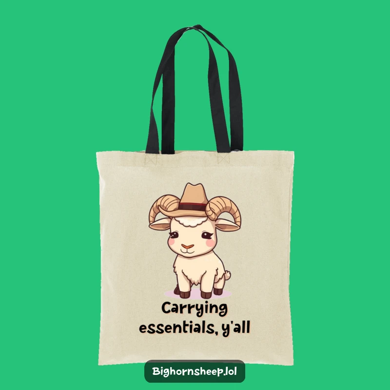 Funny Cowboy Bighorn Sheep Tote Bag - Winking Rancher Carry-All Gift