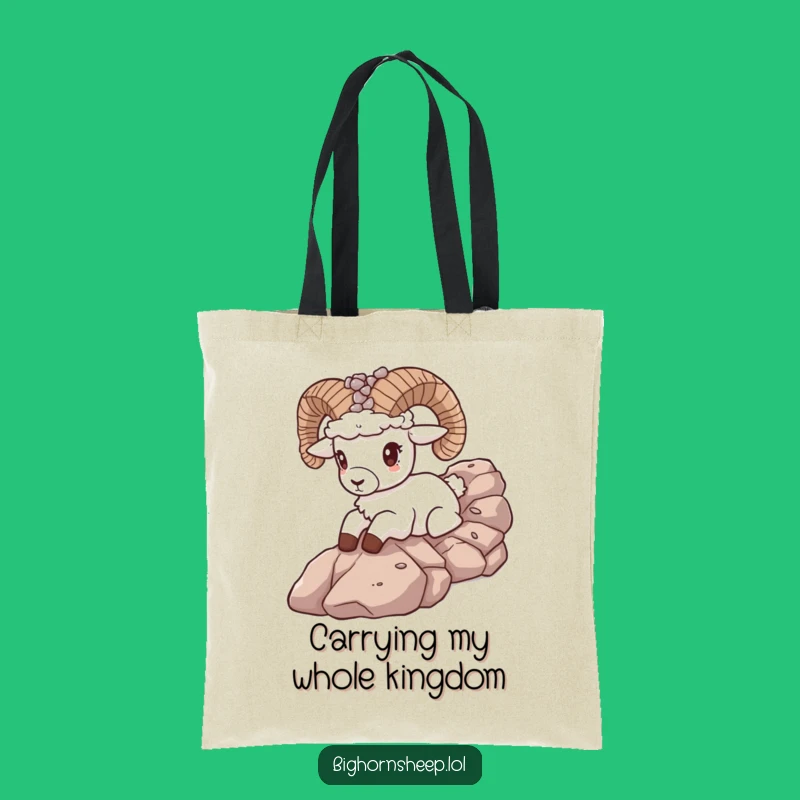 Funny Bighorn Sheep Pebble Crown Tote Bag - Hilarious Rocky Slope Carryall Gift