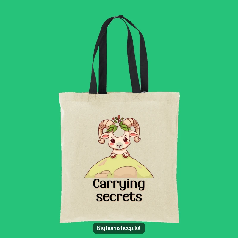 Funny Mischievous Bighorn Sheep Leafy Crown Tote Bag: Carry Your Secrets!