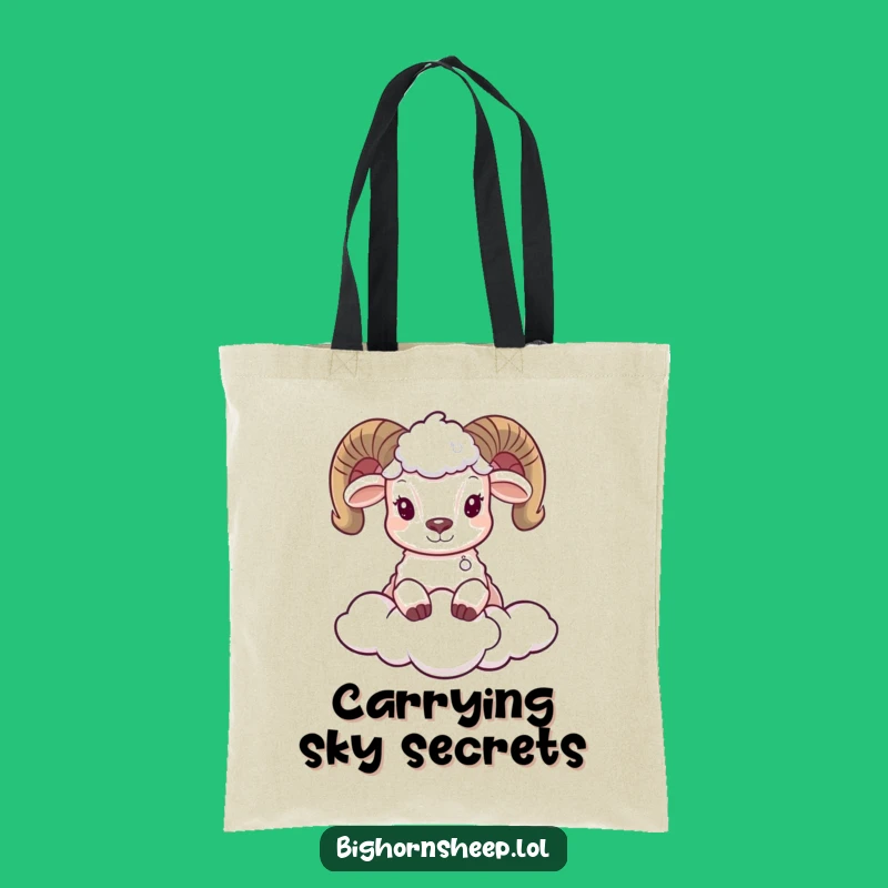 Funny Bighorn Sheep Tote Bag - Adorable Cloud Peek-a-Boo Design