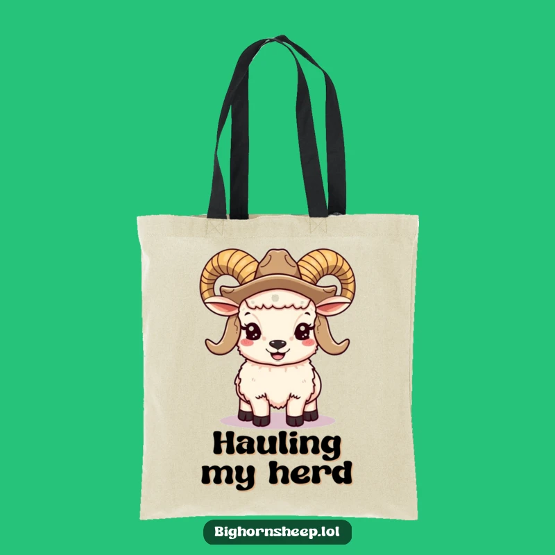 Funny Bighorn Sheep Cowboy Tote Bag: Smiling Ram, Spacious & Hilarious Western Accessory Gift