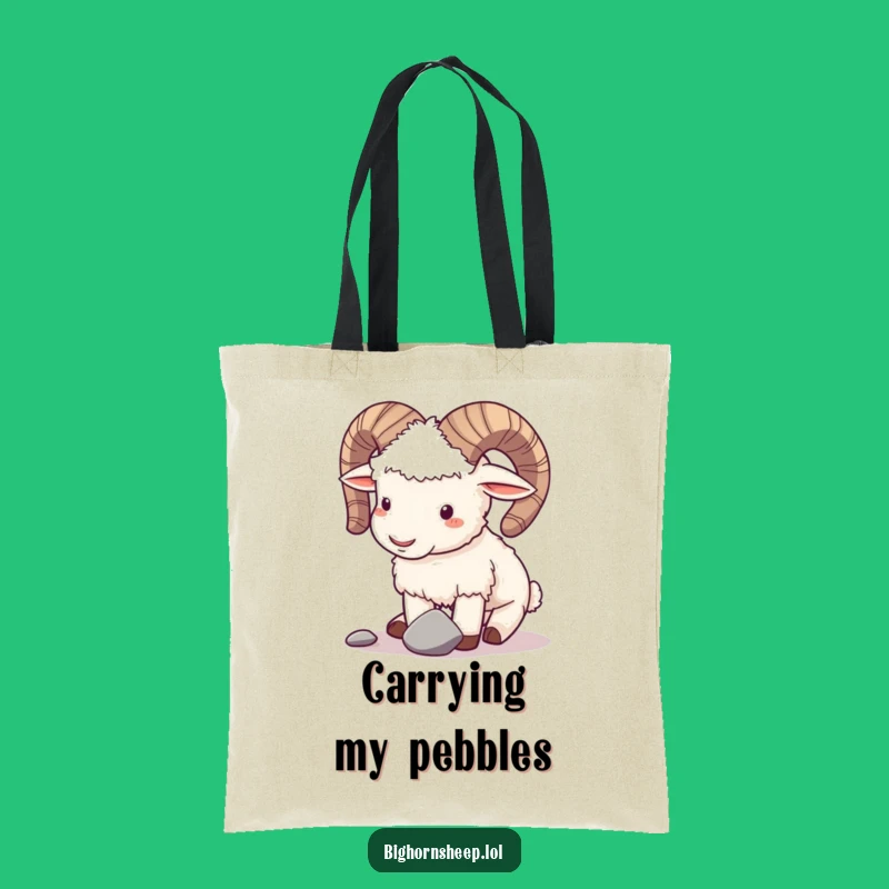 Funny Bighorn Sheep Tote Bag: Playful Pebble Partner - Fun Gift