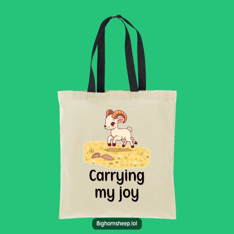 Funny Bounding Bighorn Sheep Cub Tote Bag - Spacious & Energetic Carry-All!