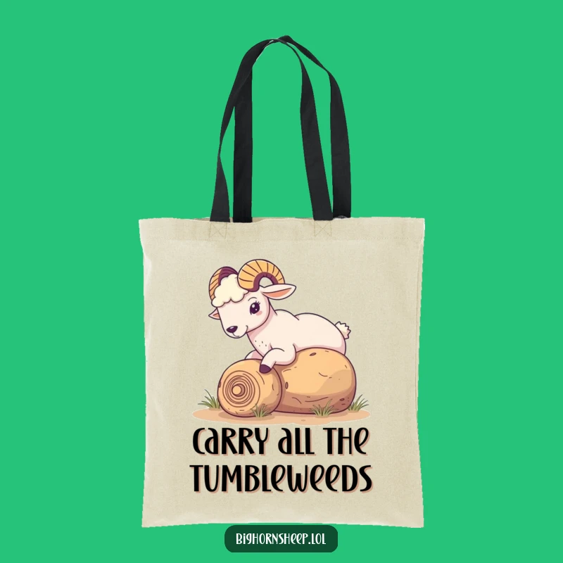 Funny Tumbleweed Nudge Bighorn Sheep Tote Bag - Carry Your Fun Desert Style