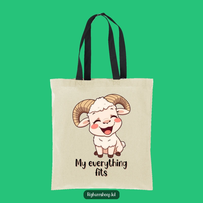 Funny Contented Bighorn Sheep Yawn Tote Bag - Relaxed Humor Accessory Gift