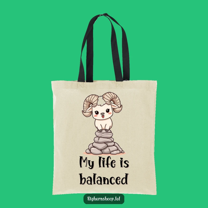 Funny Bighorn Sheep Rock Stacking Tote Bag - Happy Balance Carryall Gift